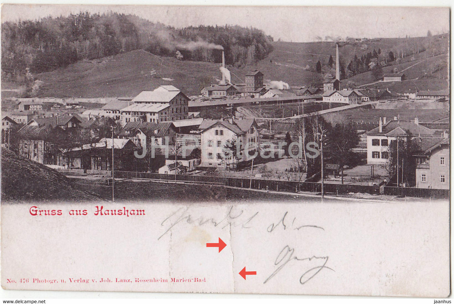 Gruss aus Hausham - 476 - old postcard - Germany - used - JH Postcards