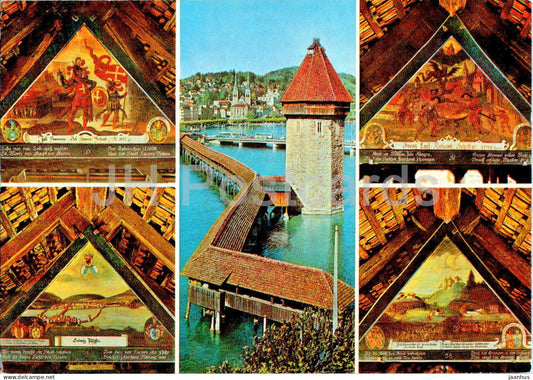 Luzern - Lucerne - Kapellbrucke - multiview - 250 - 1969 - Switzerland - unused - JH Postcards