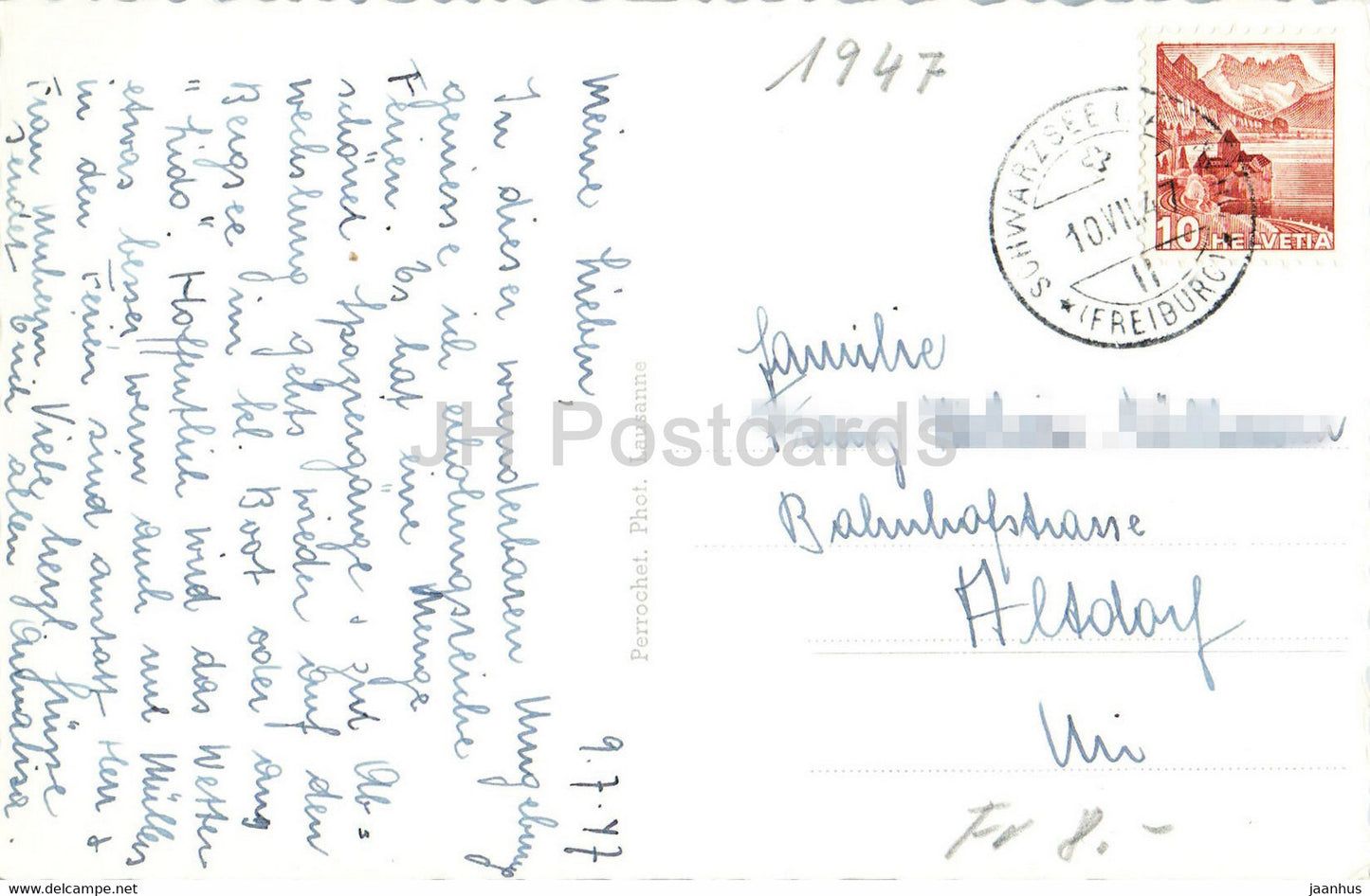 Schwarzsee - Lac Noir - Fribourg - 1057 m - carte postale ancienne - 1947 - Suisse - occasion