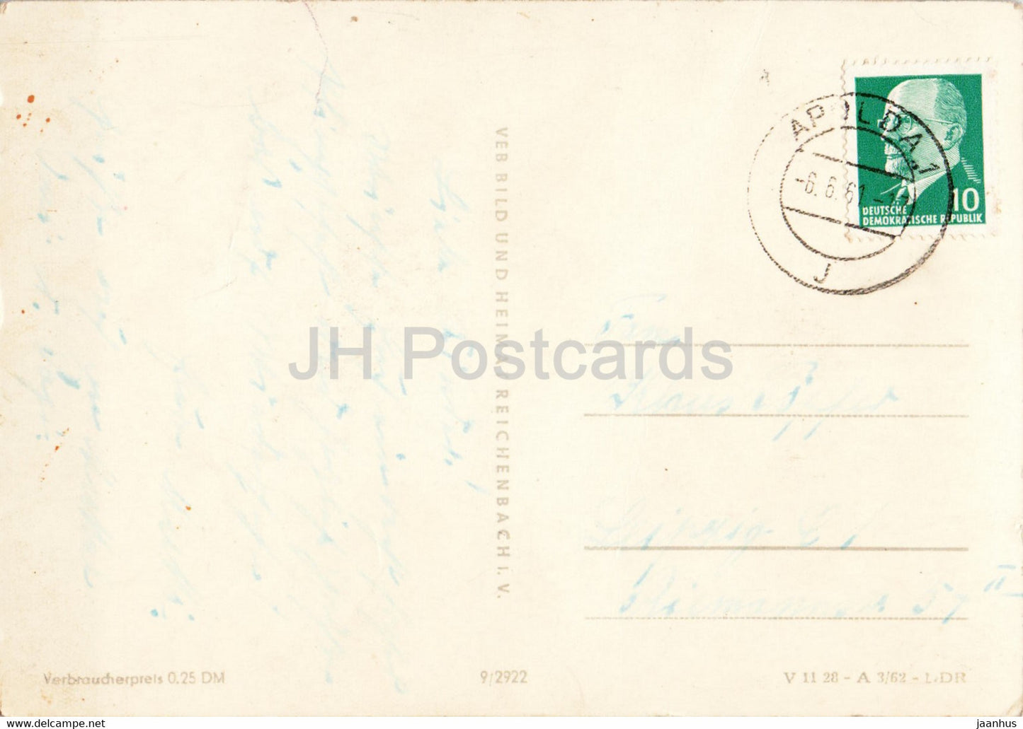 Gruss aus Apolda - HO Central Kaufhaus - Rathaus - Bahnhofstrasse - Viadukt - old postcard - 1961 - Germany DDR - used
