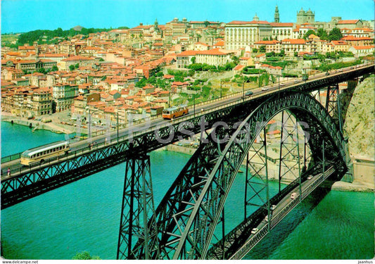 Porto - Ponte D Luiz e vista parcial da cidade - D Luiz bridge and City's partial view - bridge - 1989 - Potugal - used - JH Postcards