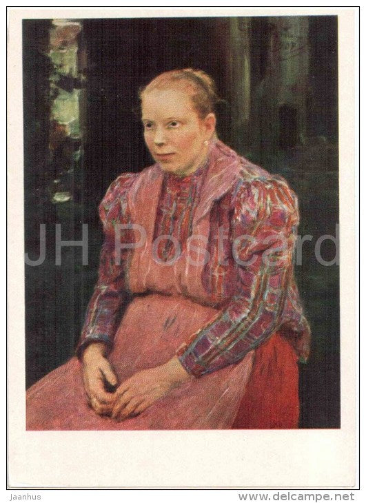 painting by I. Repin - Portrait of a Worker`s Wife , 1905 - russian art - unused - JH Postcards