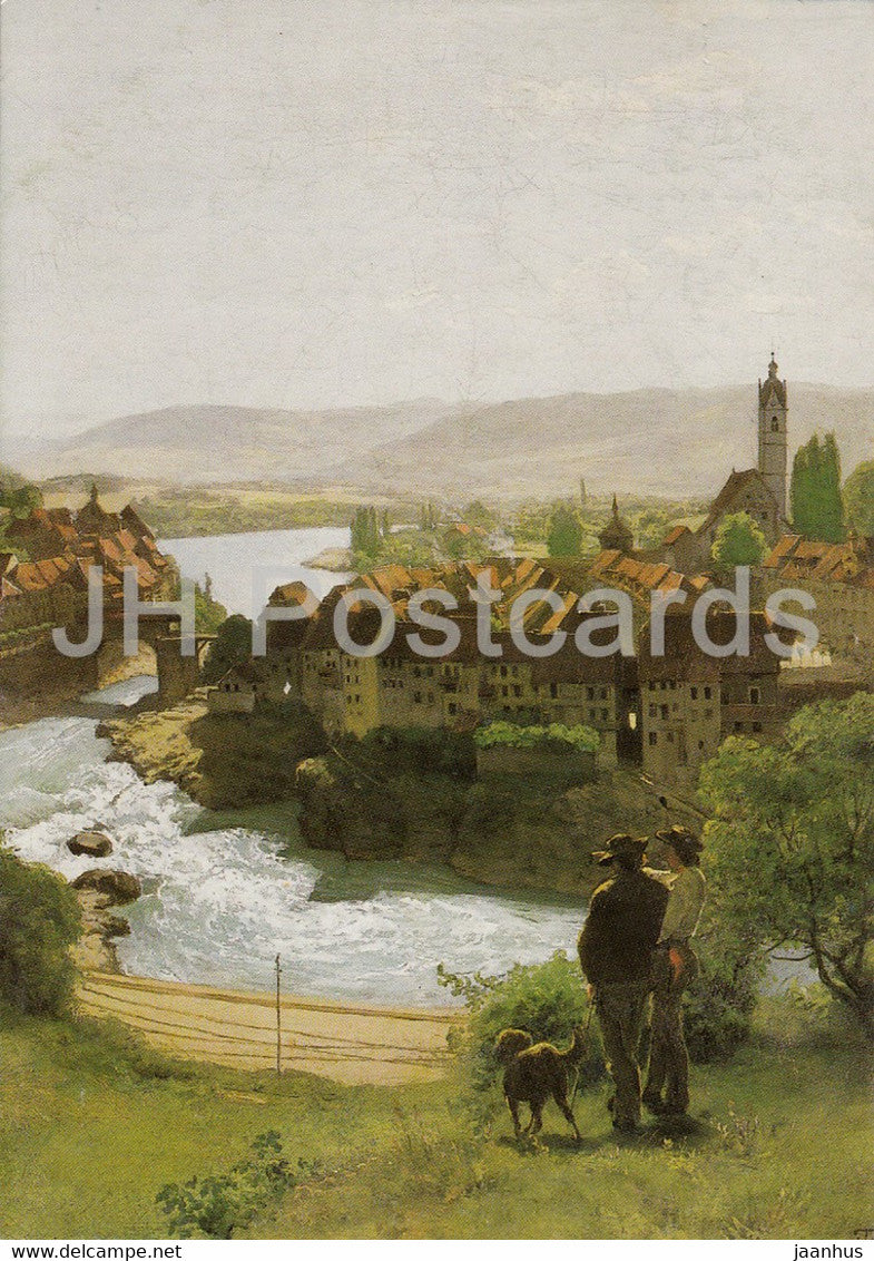 painting by Hans Thoma - Der Rhein bei Laufenburg - Rhine near Laufenburg - German art - Germany - unused - JH Postcards
