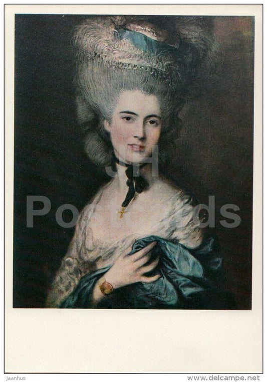 painting by Thomas Gainsborough - Portrait of a Duchess of Beaufort - English Art - 1970 - Russia USSR - unused - JH Postcards