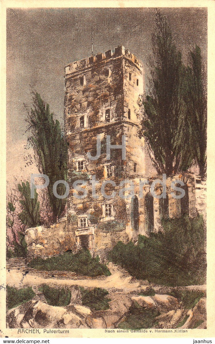 Aachen - Pulverturm - Gemalde v Hermann Killian - old postcard - 1913 - Germany - used - JH Postcards