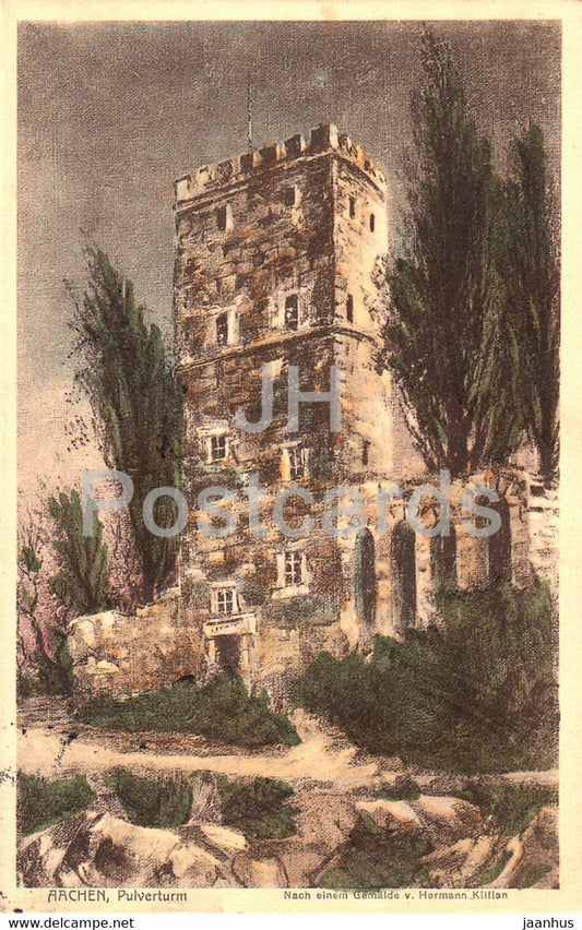 Aachen - Pulverturm - Gemalde v Hermann Killian - old postcard - 1913 - Germany - used - JH Postcards