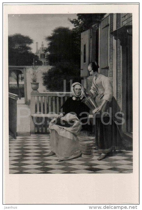 painting by Pieter de Hooch - Mistress and Maid - dutch art - unused - JH Postcards