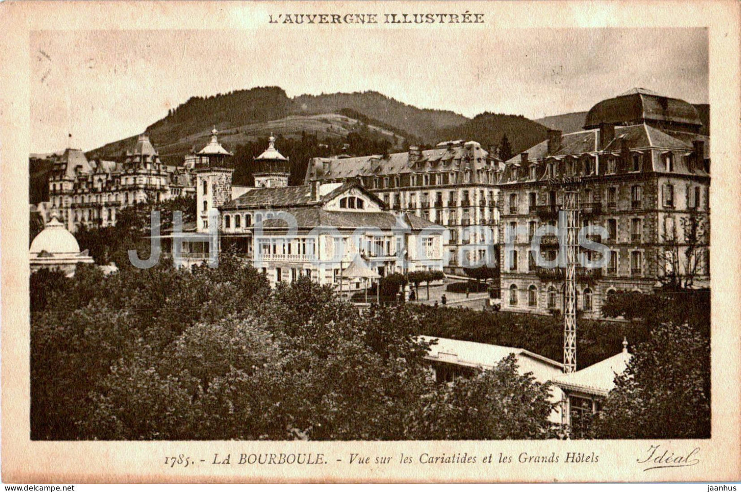 La Bourboule - Vue sur les Cariatides et les Grands Hotels - hotel - 1785 - old postcard - France - used - JH Postcards