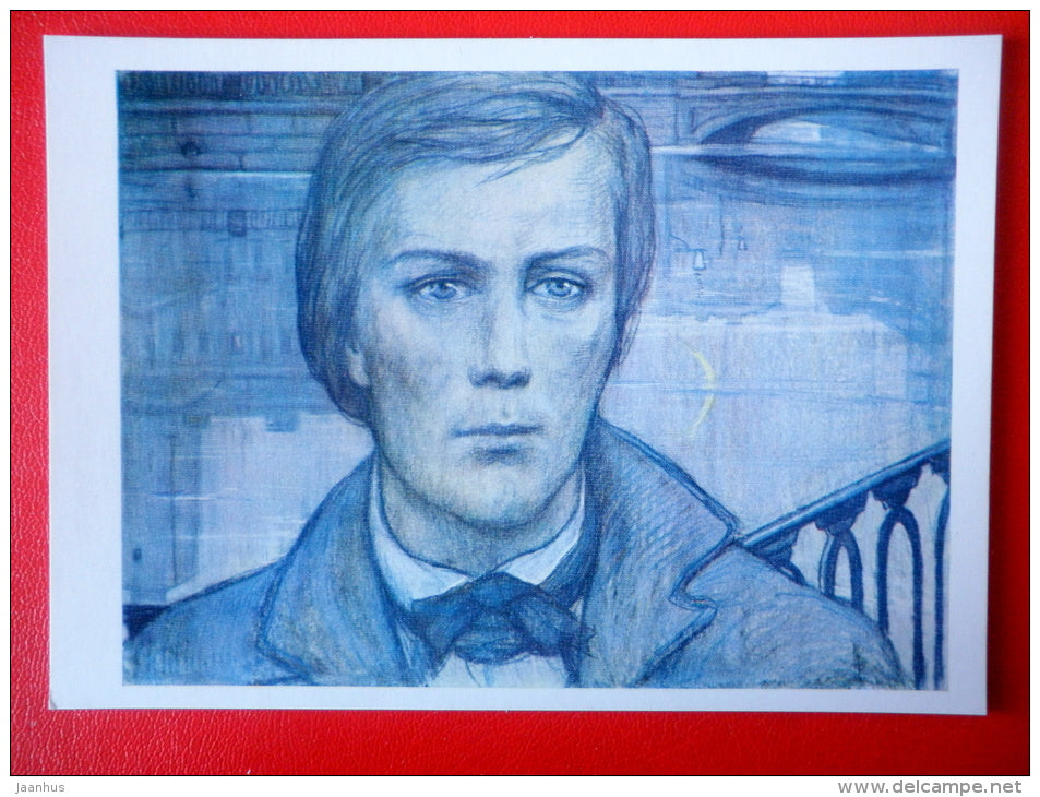 illustration by I. Glazunov . Dreamer - Novel by F. Dostoyevsky White Nights - 1971 - Russia USSR - unused - JH Postcards