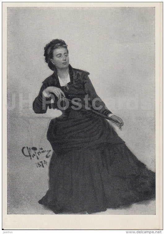 painting  by I. Repin - Lady - umbrella . Etude from painting Cafe in Paris - Russian art - 1966 - Russia USSR - unused - JH Postcards