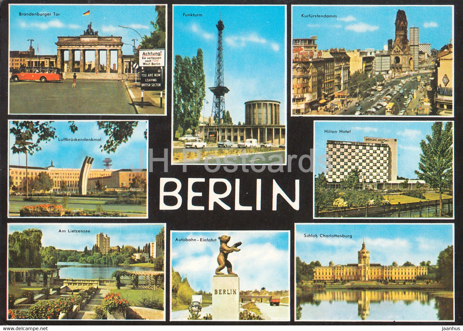 Berlin - Branderburger Tor - Funkturm - Kurfurstendamm - Hilton hotel - Charlottenburg - Germany - used - JH Postcards