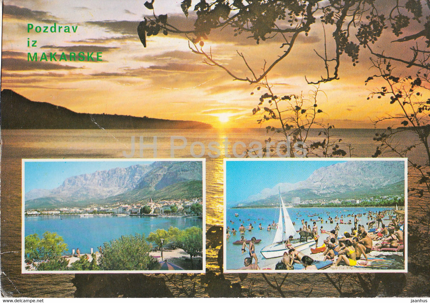Pozdrav iz Makarske - Makarska - beach - multiview - 1983 - Yugoslavia - Croatia - used - JH Postcards
