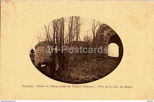 Picquigny - Ruines du Chateau feodal des Vidames d'Amiens - Porte de la Cour - old postcard - 1916 - France - used - JH Postcards