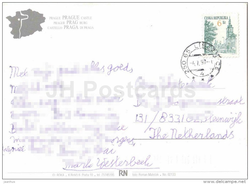 Praha - Prague - Prague Castle - Czech Republic - used 1997 - JH Postcards