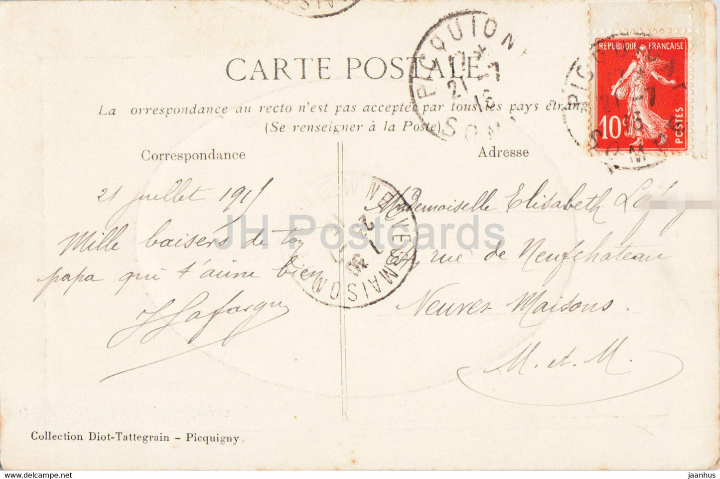 Picquigny - Ruines du Château féodal des Vidames d'Amiens - Porte de la Cour - carte postale ancienne - 1916 - France - utilisé