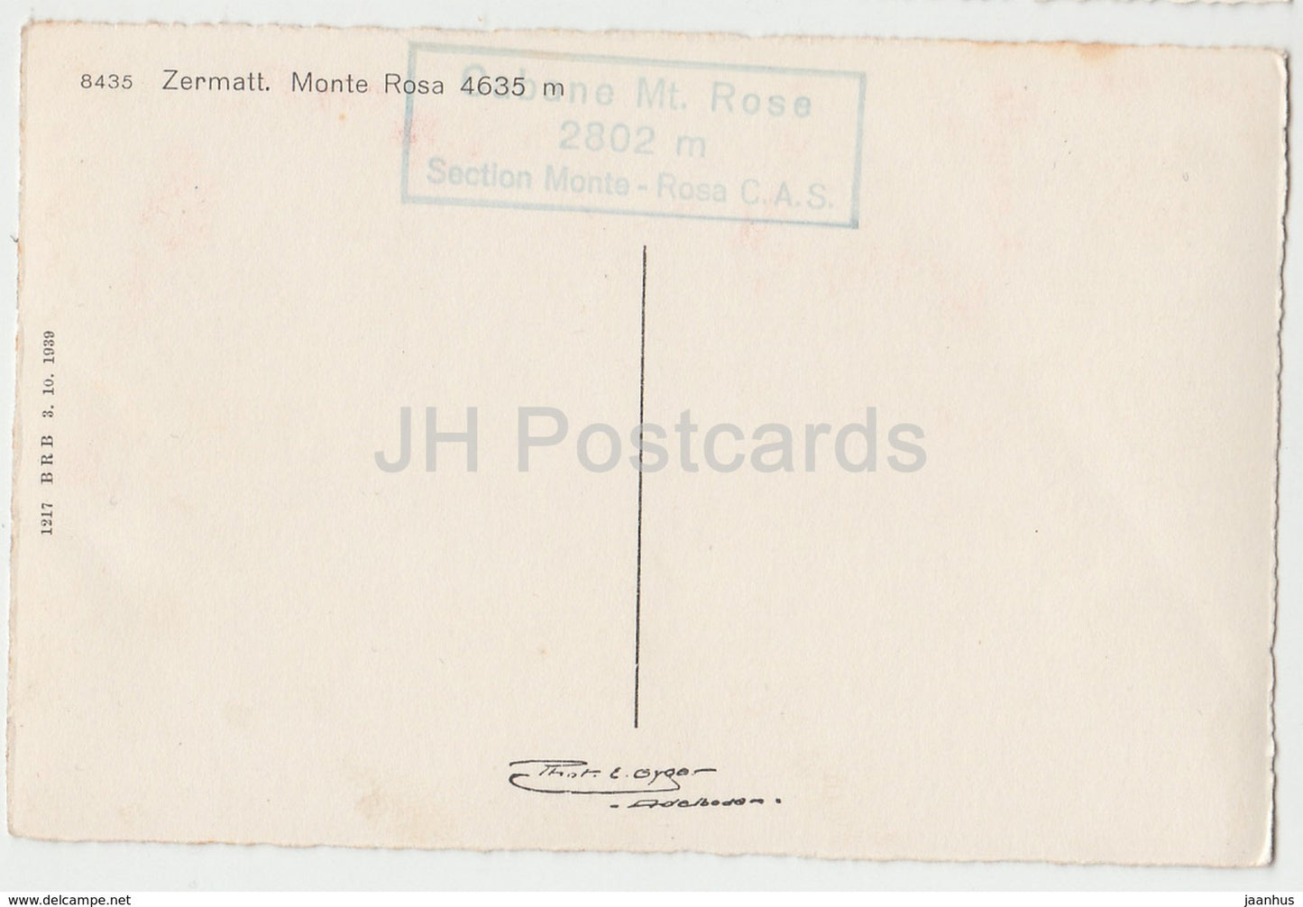 Zermatt - Mont Rose 4635 m - 8435 - Suisse - carte postale ancienne - inutilisée
