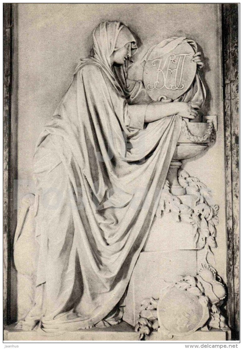 sculpture by F. Gordeyev - tombstone of Golitsyn , 1780 - russian art - unused - JH Postcards