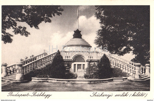 Budapest - Svabhegy Szechenyi enlek - kilato - Szechenyi monument - old postcard - 1932 - Hungary - unused - JH Postcards