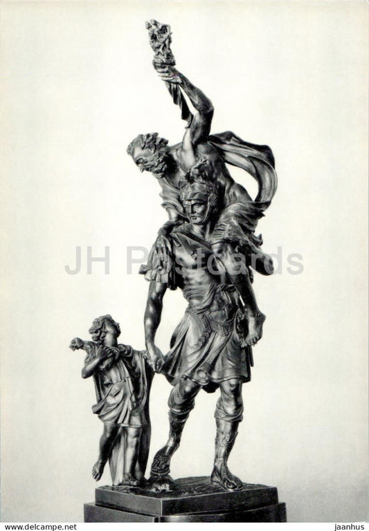 sculpture by Pierre Le Pautre - Flight of Aeneas - French art - Large Format Card - 1975 - Russia USSR – unused – JH Postcards