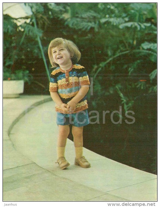 Shirt - boy - knitting - children's fashion - large format card - 1985 - Russia USSR - unused - JH Postcards