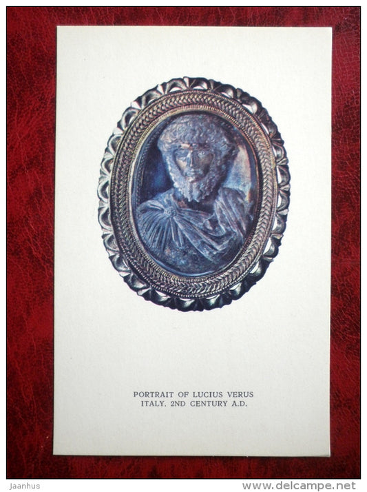 Antique Intaglio - Portrait of Lucius Verus - Italy . 2nd century AD - antique art - unused - JH Postcards