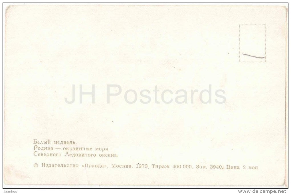 The polar bear - Ursus maritimus - Zoo - 1973 - Russia USSR - unused - JH Postcards