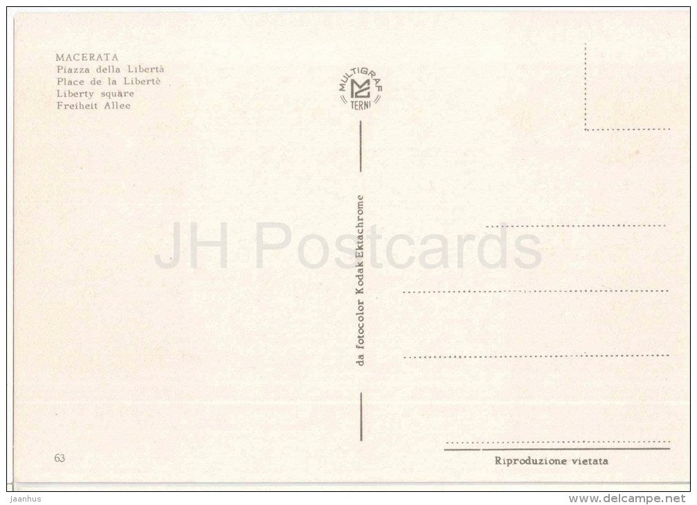 Piazza della Liberta - Liberty Square - Macerata - Marche - 63 - Italia - Italy - unused - JH Postcards