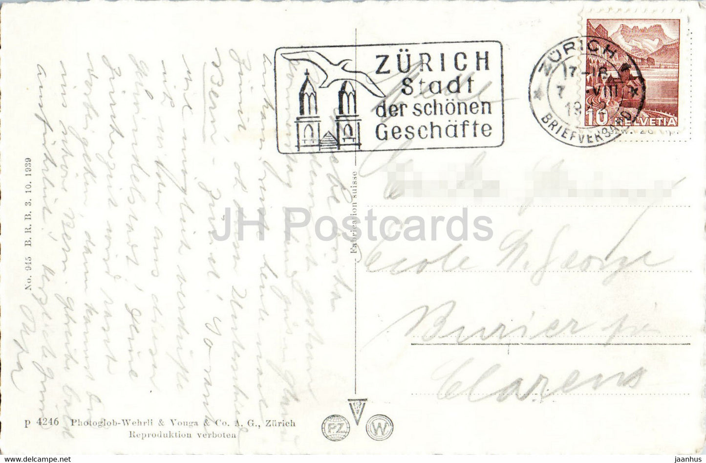 Zurich - 4246 - old postcard - 1942 - Switzerland - used