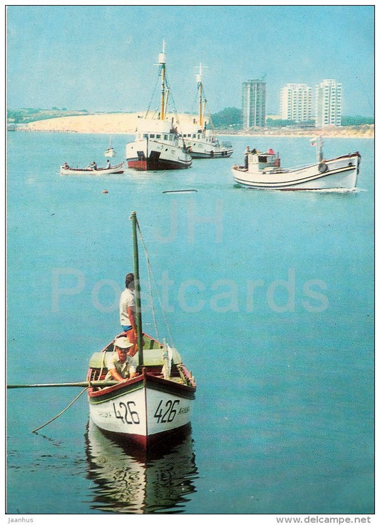 View of the quay towards the coast - sailing boat - Nesebar - Bulgaria - unused - JH Postcards