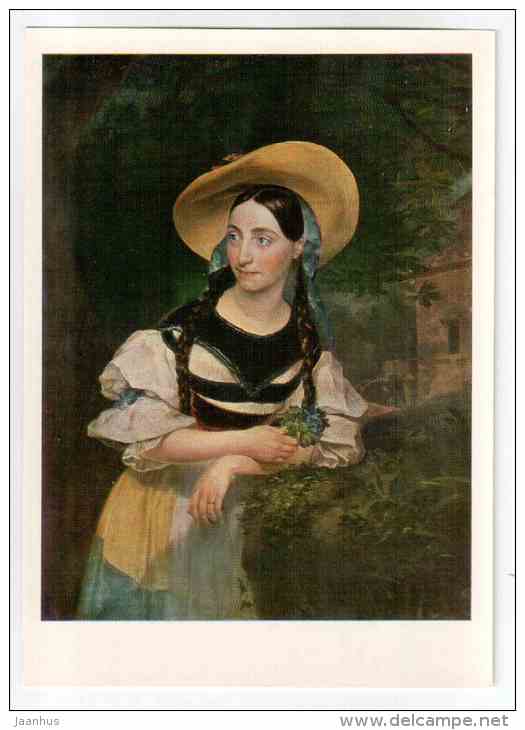 painting by Karl Bryullov - portrait of Fanny Persiani , 1834 - Russia USSR - unused - JH Postcards