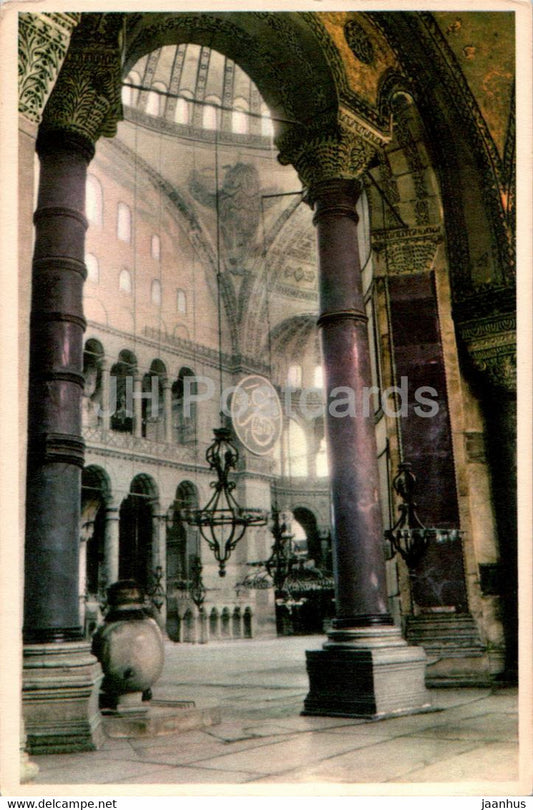 Istanbul - The interior of Saint Sophie - 1 - old postcard - Turkey - used - JH Postcards