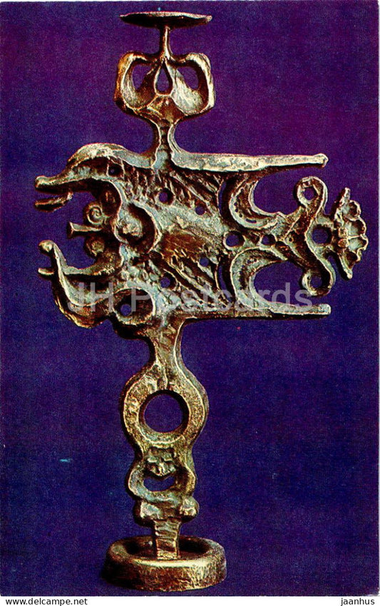 candlestick by I. Gulbe - metal - applied art - Latvian art - 1963 - Latvia USSR - unused - JH Postcards