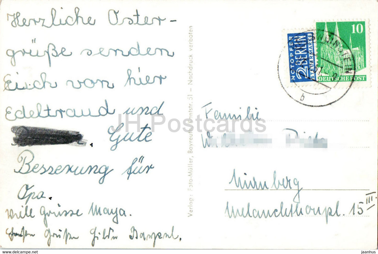 Gossweinstein - Frank Schweiz - old postcard - 1951 - Germany - used