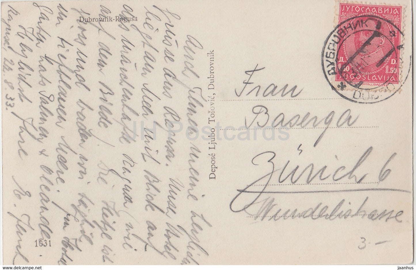 Dubrovnik - Ragusa - 1031 - carte postale ancienne - 1933 - Croatie - Yougoslavie - utilisé