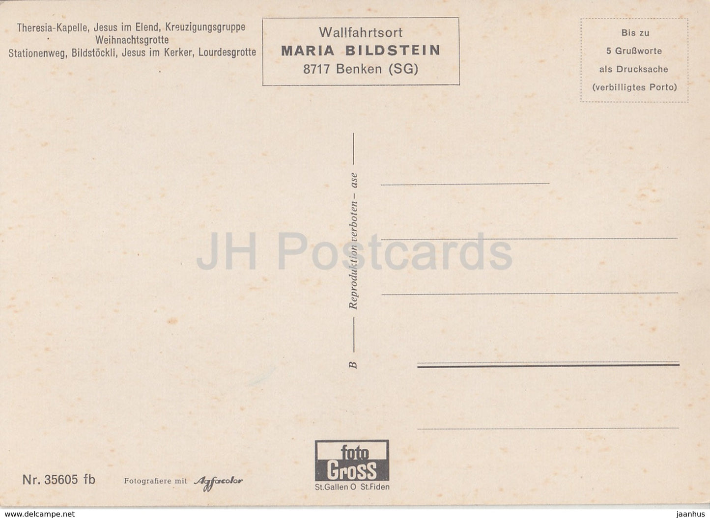 Theresia Kapelle - Jesus im Elend - Kreuzigungsgruppe - Weihnachtsgrotte - Maria Bildstein - Switzerland - unused