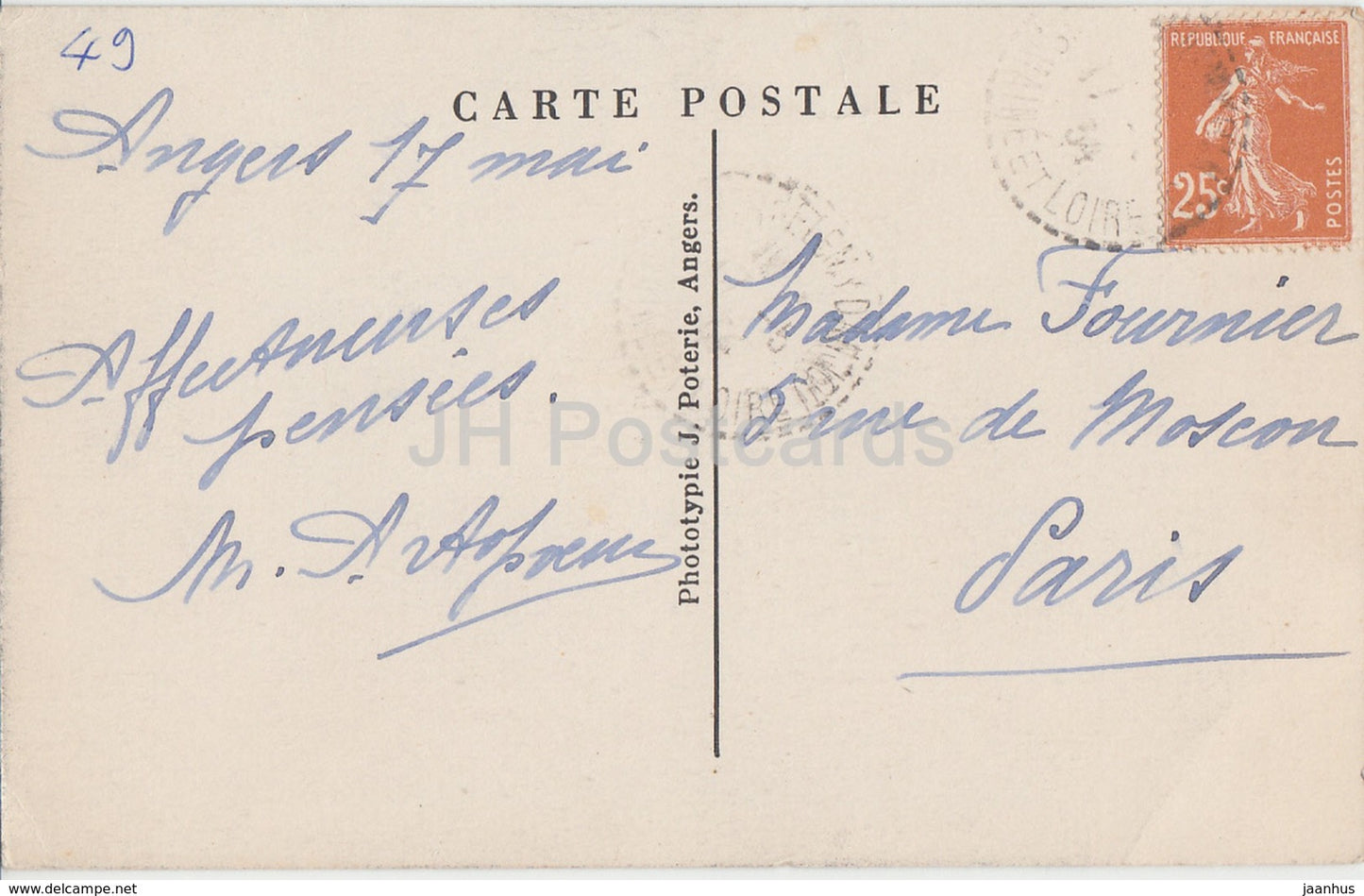 Angers - Le Chateau - Les Tours Principales - Schloss - 3 - 1934 - alte Postkarte - Frankreich - gebraucht