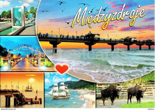 Miedzyzdroje - bridge - ship - bison - multiview - Poland - unused - JH Postcards