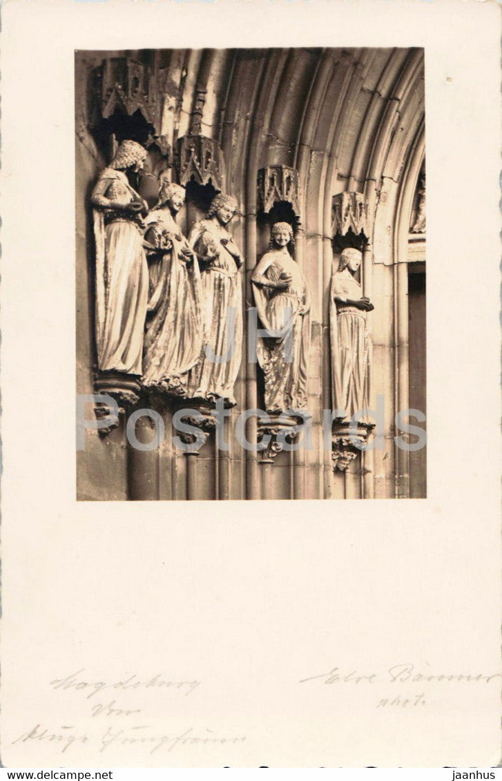 Magdeburg - Dom - Paradiespforte die klugen Jungfrauen - 1 - cathedral - old postcard - Germany - used - JH Postcards