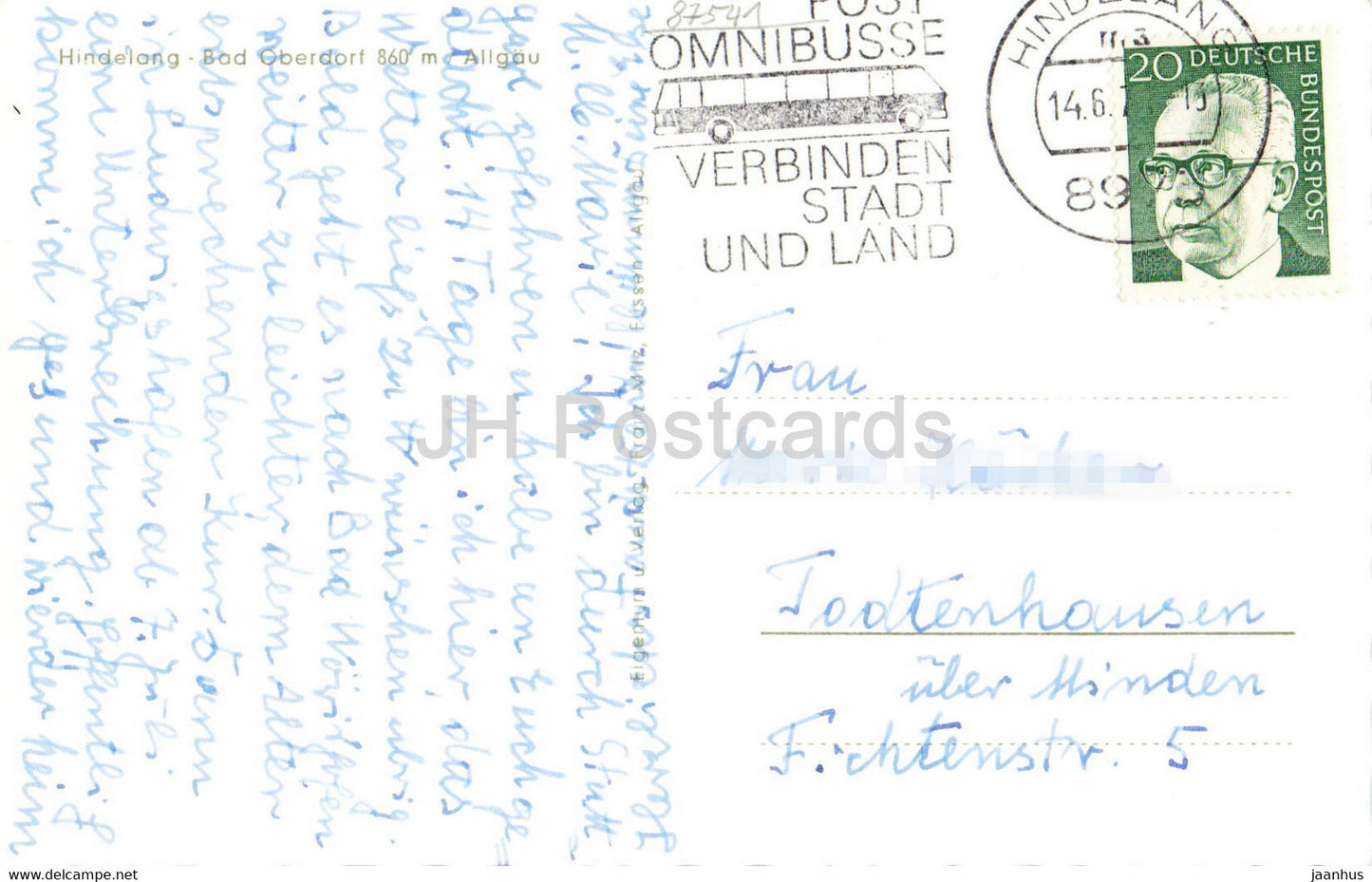 Hindelang - Bad Oberdorf 860 m - Allgau - old postcard - Germany - used