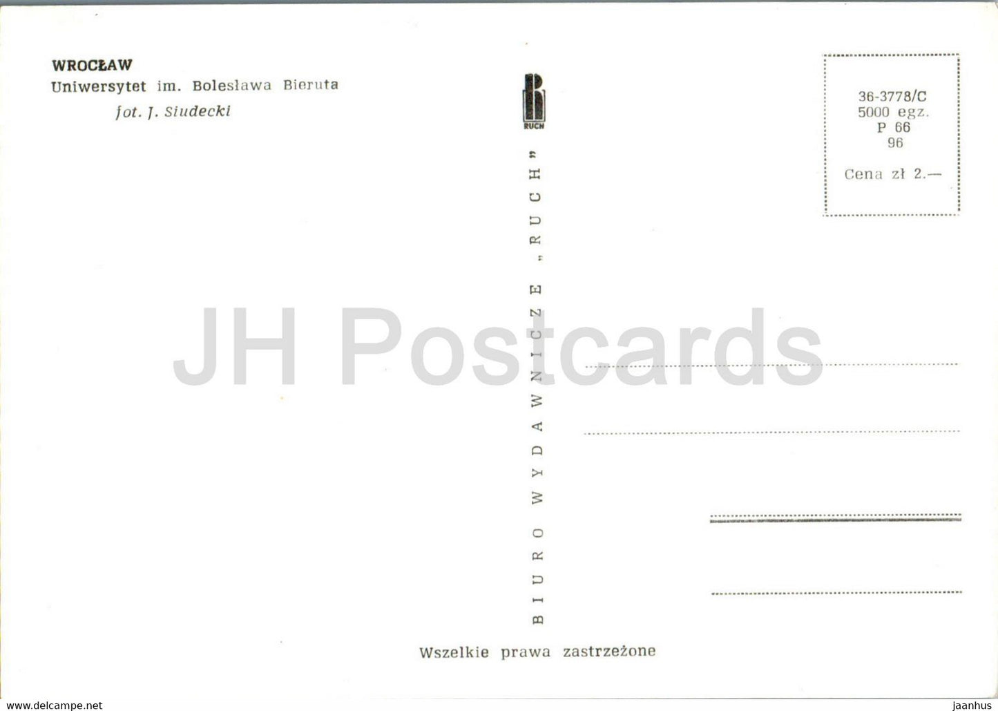 Breslau - Uniwersytet im Boleslawa Bieruta - Universität - 36-3778 - Polen - unbenutzt