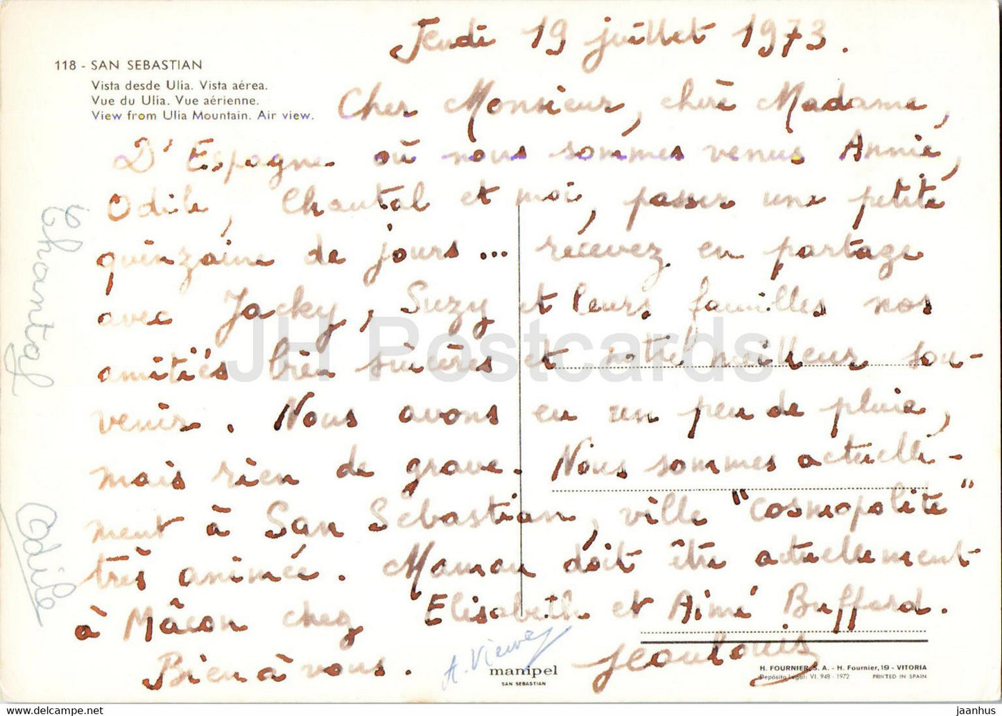 San Sebastian - Vista desde Ulia - Vista aerea - 118 - 1973 - Spanien - gebraucht