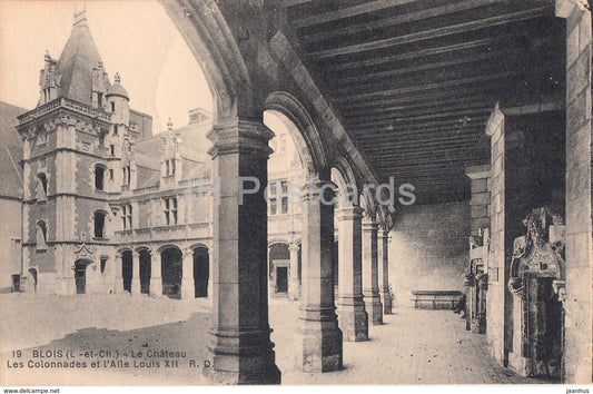 Blois - Le Chateau - Les Colonnades et l'Aile Louis XII - castle - 19 - old postcard - France - unused