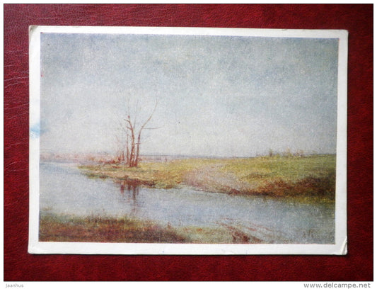 painting by A. Savrasov , Spring - river - russian art - unused - JH Postcards