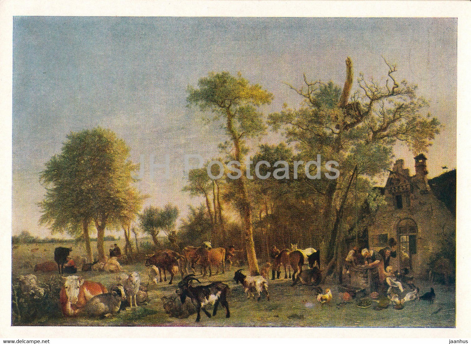 painting by Paulus Potter - The Farm - goat - cow - Dutch art - 1961 - Russia USSR - unused - JH Postcards