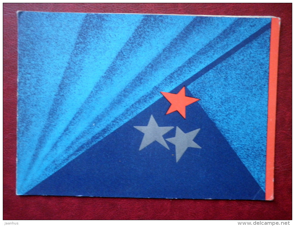 October revolution  anniversary - by S. Vikerpuu - stars - 1979 - Estonia USSR - used - JH Postcards