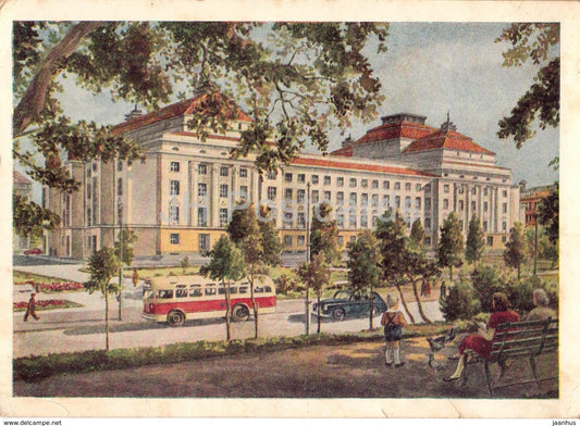 Tallinn - State Academic Opera and Ballet Theatre Estonia - bus - car - postal stationery - 1955 - Estonia USSR - unused