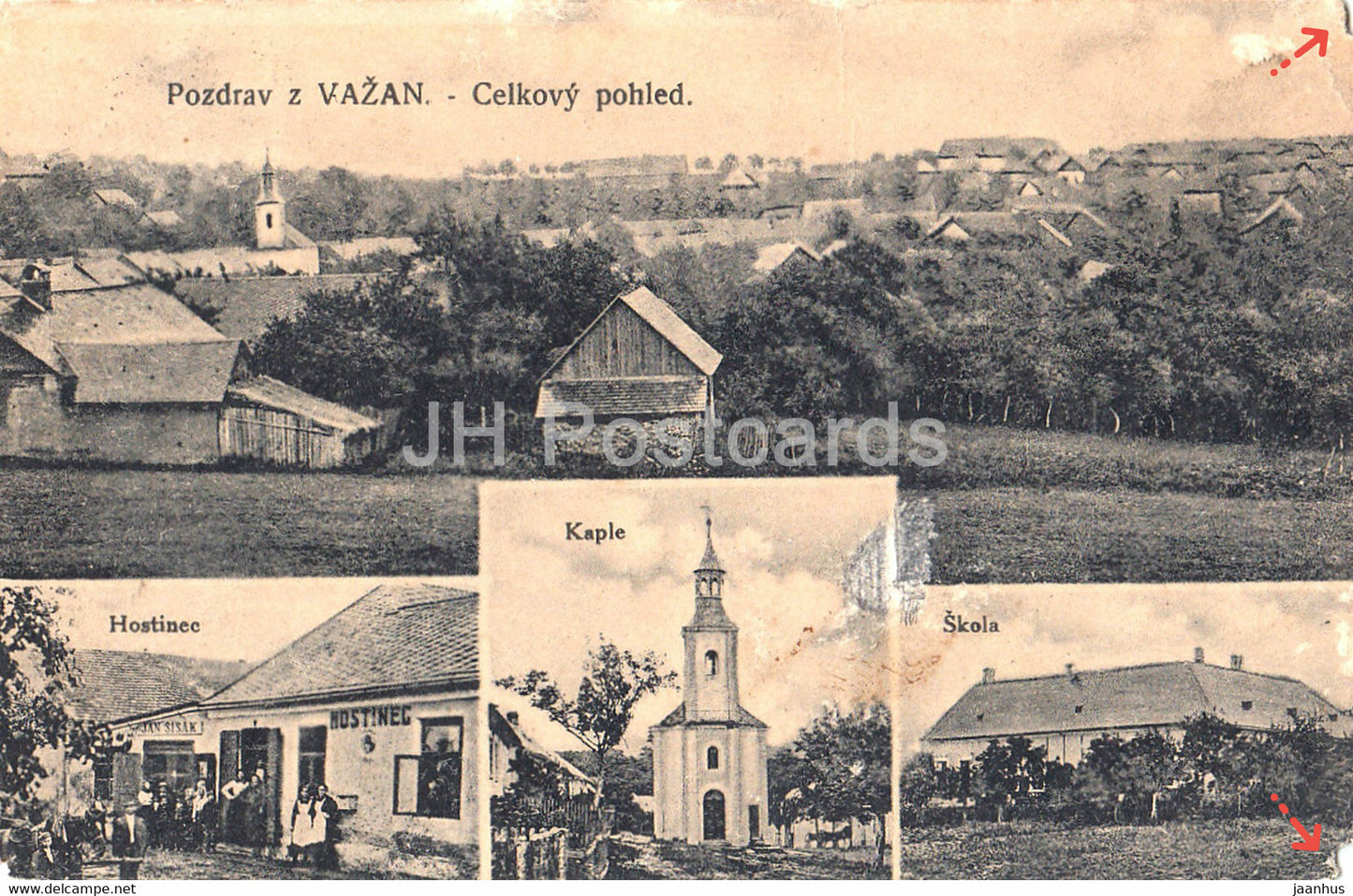 Pozdrav z Vazan - Celkovy Pohled - old postcard - Czech Republic - used - JH Postcards