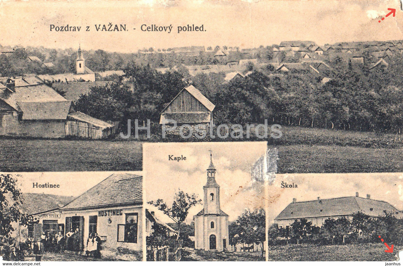 Pozdrav z Vazan - Celkovy Pohled - old postcard - Czech Republic - used - JH Postcards