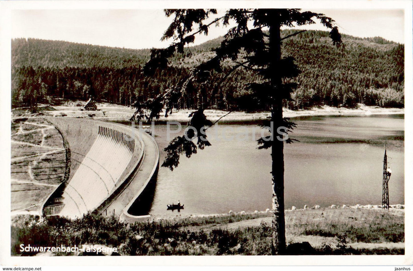 Schwarzenbach Talsperre - old postcard - 1953 - Germany - used - JH Postcards