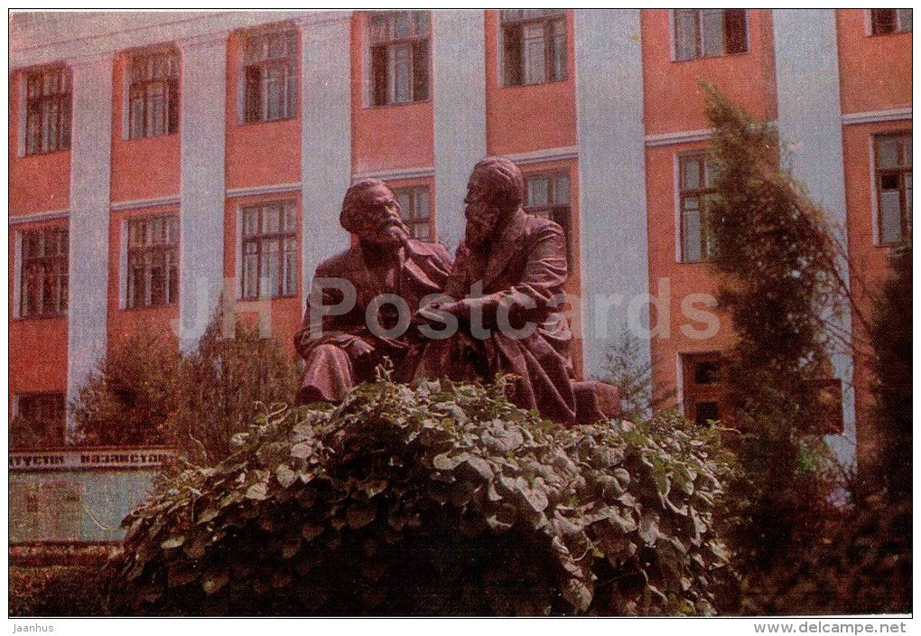 monument to Marx and Engels - Shymkent - Chimkent - 1972 - Kazakhstan USSR - unused - JH Postcards